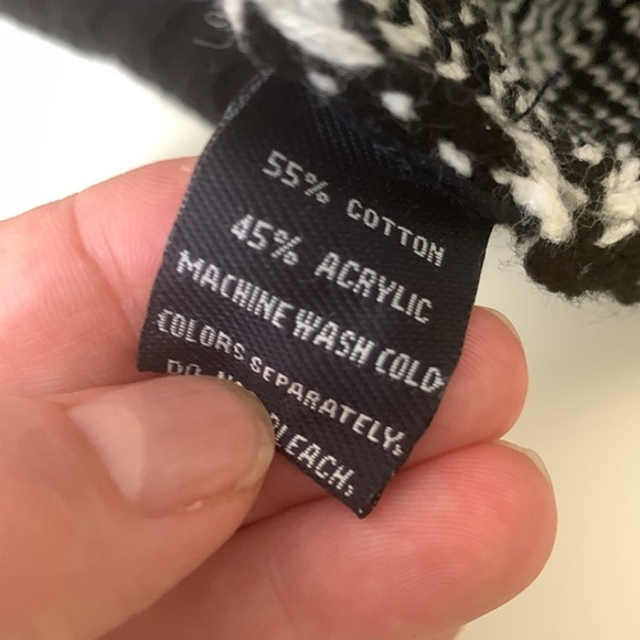 Celsius Premium | Black White Knit Open Front Aztec Pocket Cardigan Sweater L - Picture 10 of 17